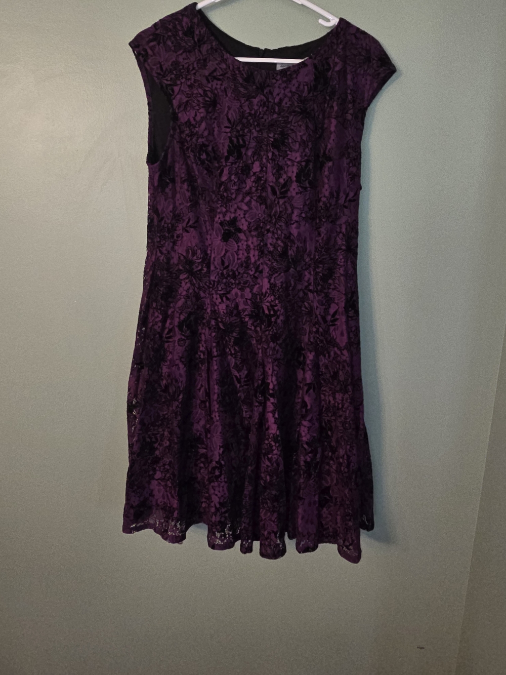 Danny & Nicole Purple Lace Fit-and-Flare Dress